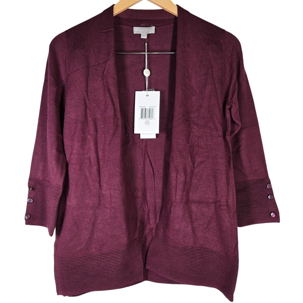 Evolution By Cyrus‎ Myna Button Sleeve Open Front Cardigan XS NWT